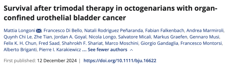 Survival after trimodal therapy in organ-confined bladder cancer